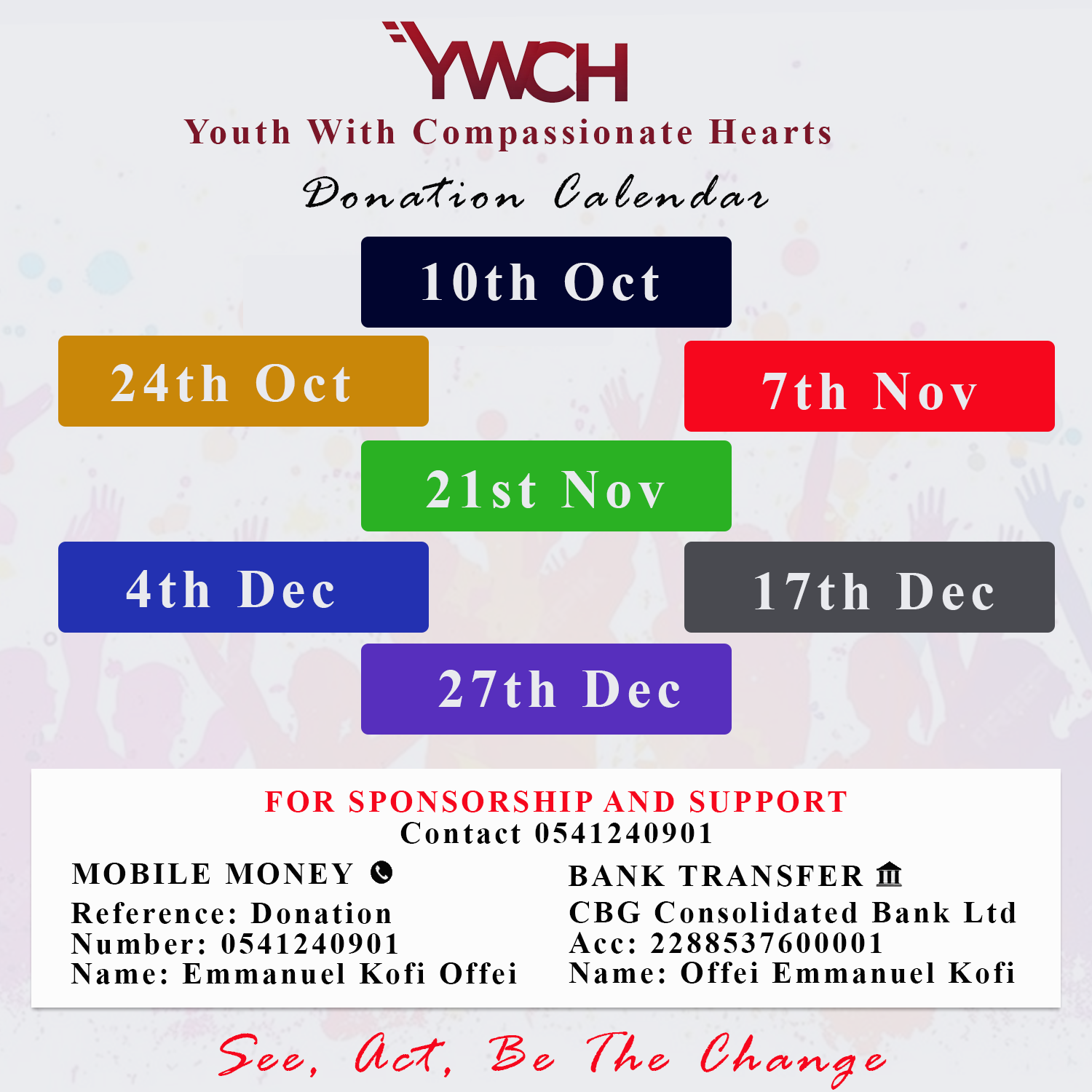 YWCH Donation Calendar